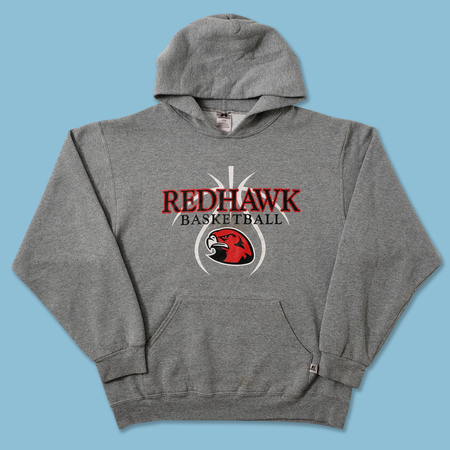 Vintage Russell Athletic Red Hawk Basketball Hoody Large 