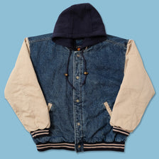 Vintage Route 66 Padded Denim Varsity Jacket Medium 