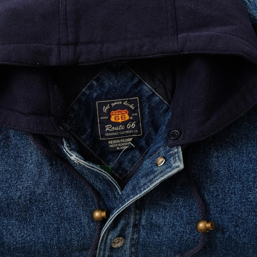 Vintage Route 66 Padded Denim Varsity Jacket Medium 