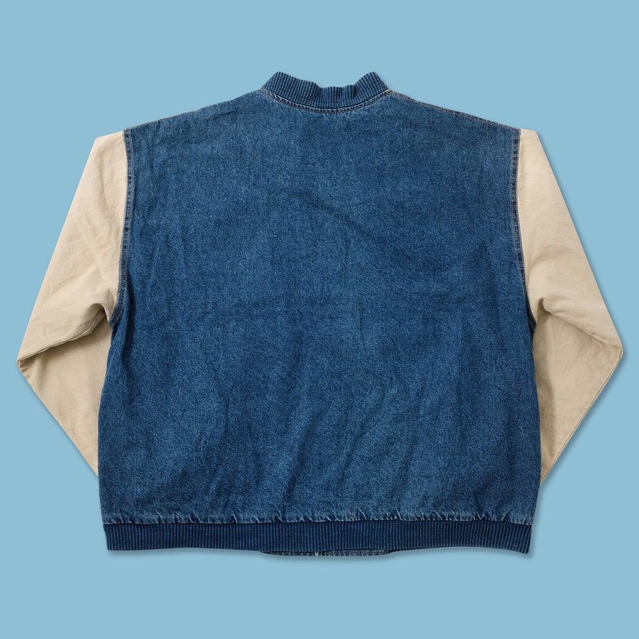 Vintage Denim Varsity Jacket XLarge 