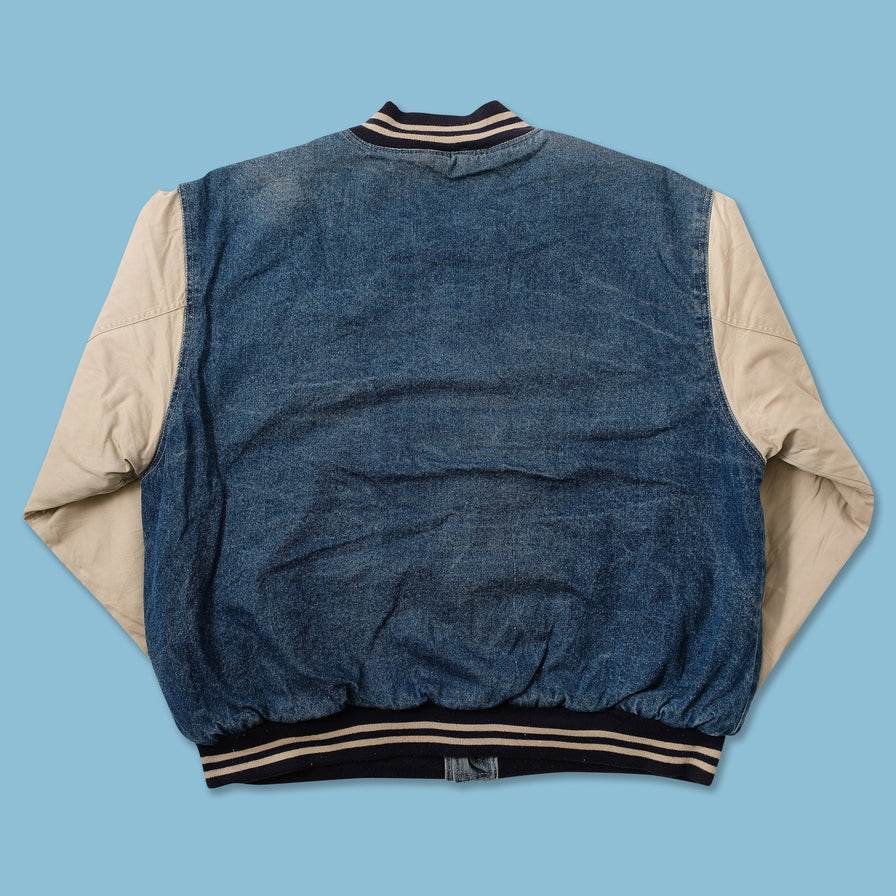 Vintage Padded Denim Varsity Jacket XLarge 