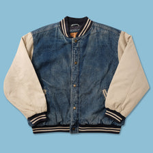 Vintage Padded Denim Varsity Jacket XLarge 