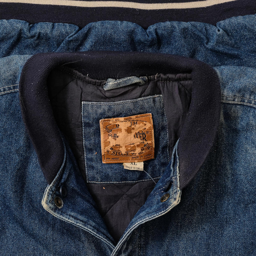 Vintage Padded Denim Varsity Jacket XLarge 