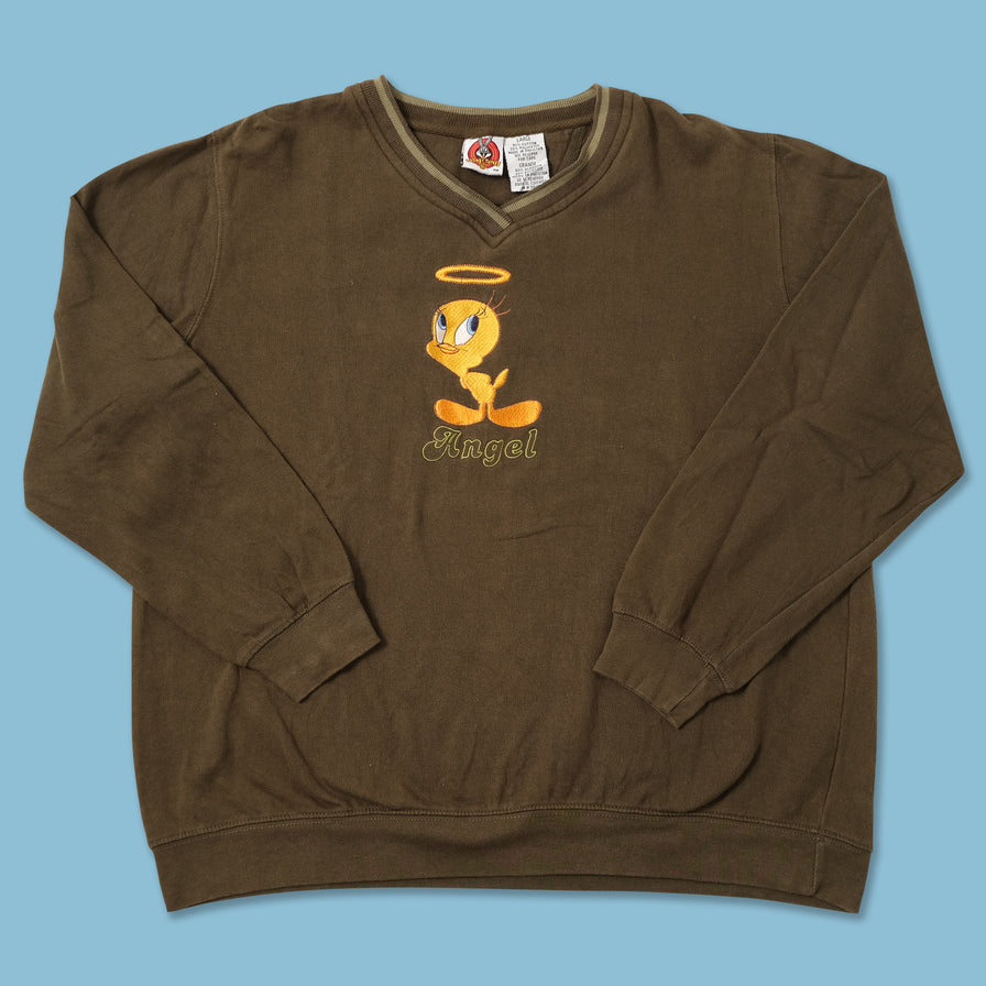 Vintage Tweety V-Neck Sweater Medium 