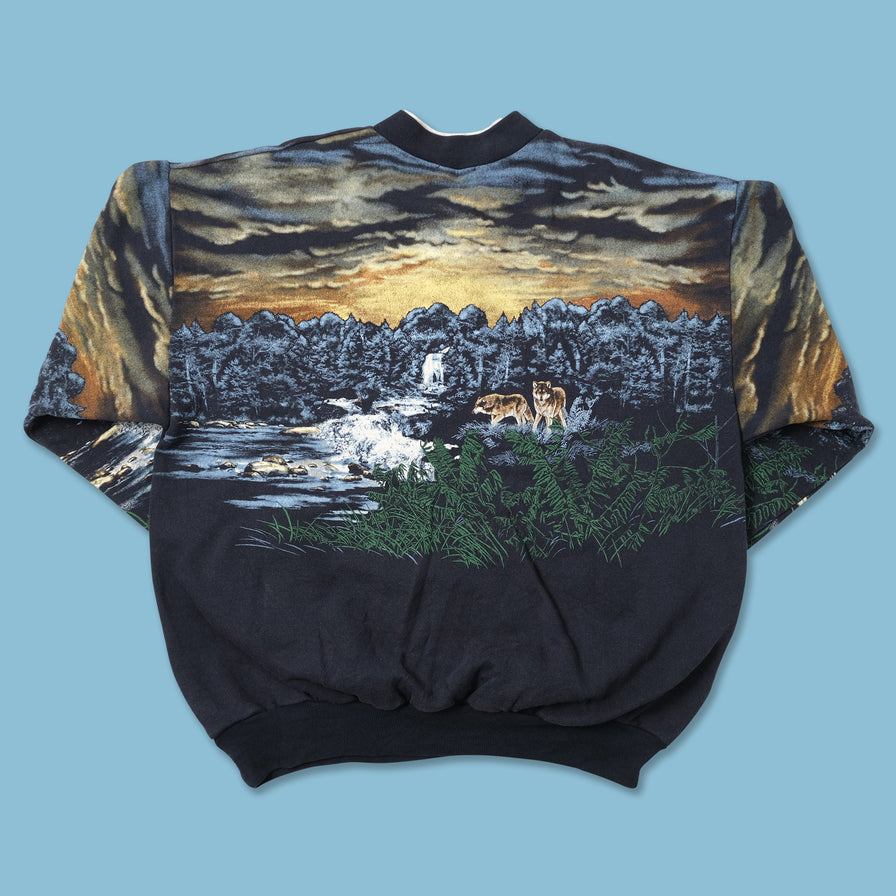 Vintage Wolves Sweater Large 