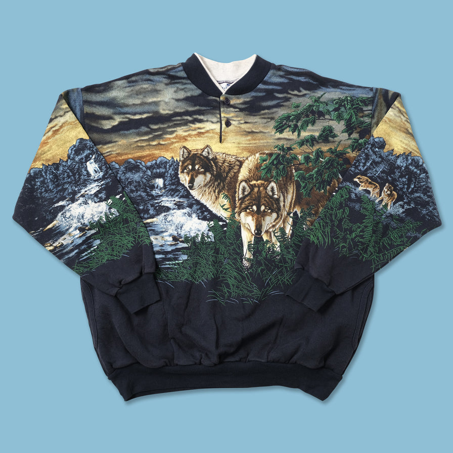 Vintage Wolves Sweater Large 