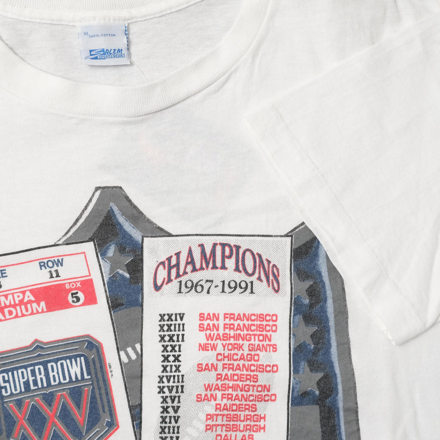 Vintage 1990 Super Bowl XXV T-Shirt XLarge 