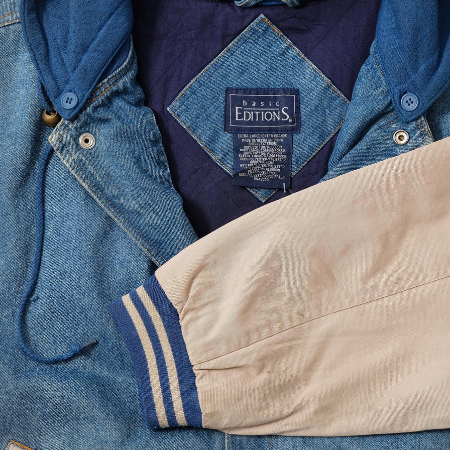 Vintage Padded Denim Varsity Jacket XLarge 