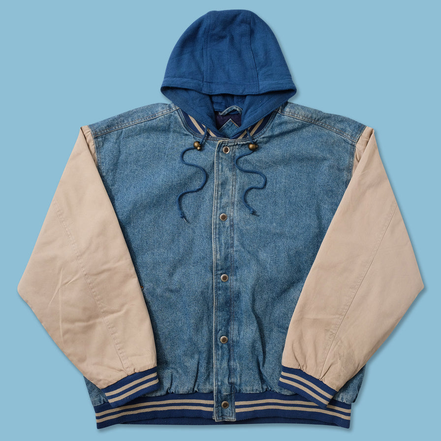 Vintage Padded Denim Varsity Jacket XLarge | Double Double Vintage