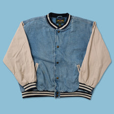 Vintage Padded Denim Varsity Jacket XLarge 