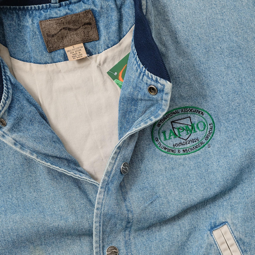 Vintage Denim Varsity Jacket Large 