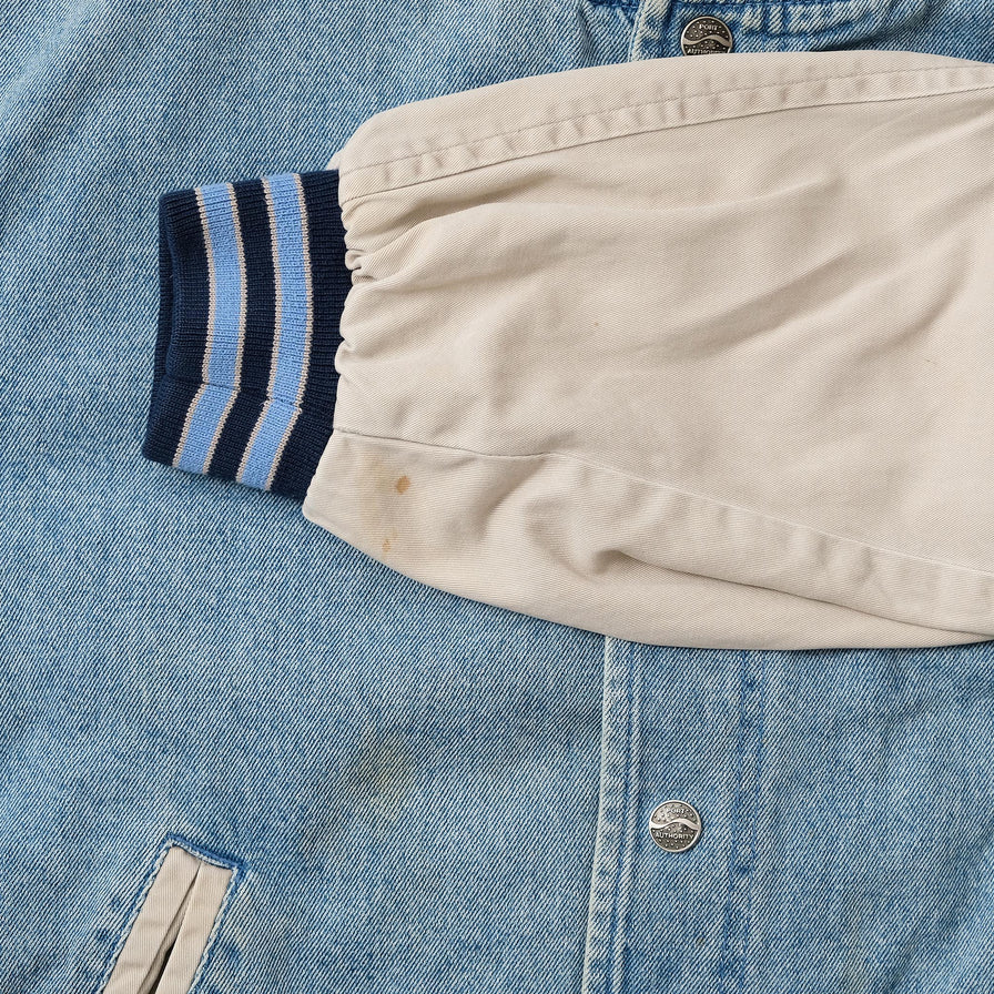 Vintage Denim Varsity Jacket Large 