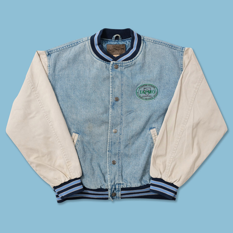 Vintage Denim Varsity Jacket Large 