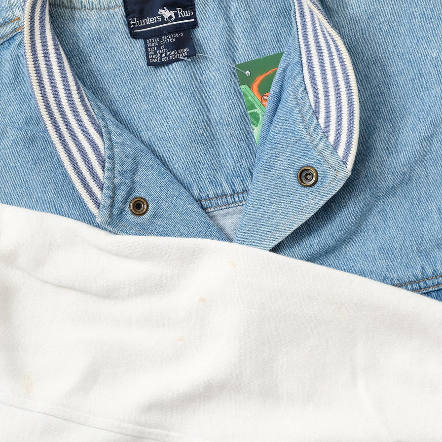 Vintage Denim Varsity Jacket XLarge 