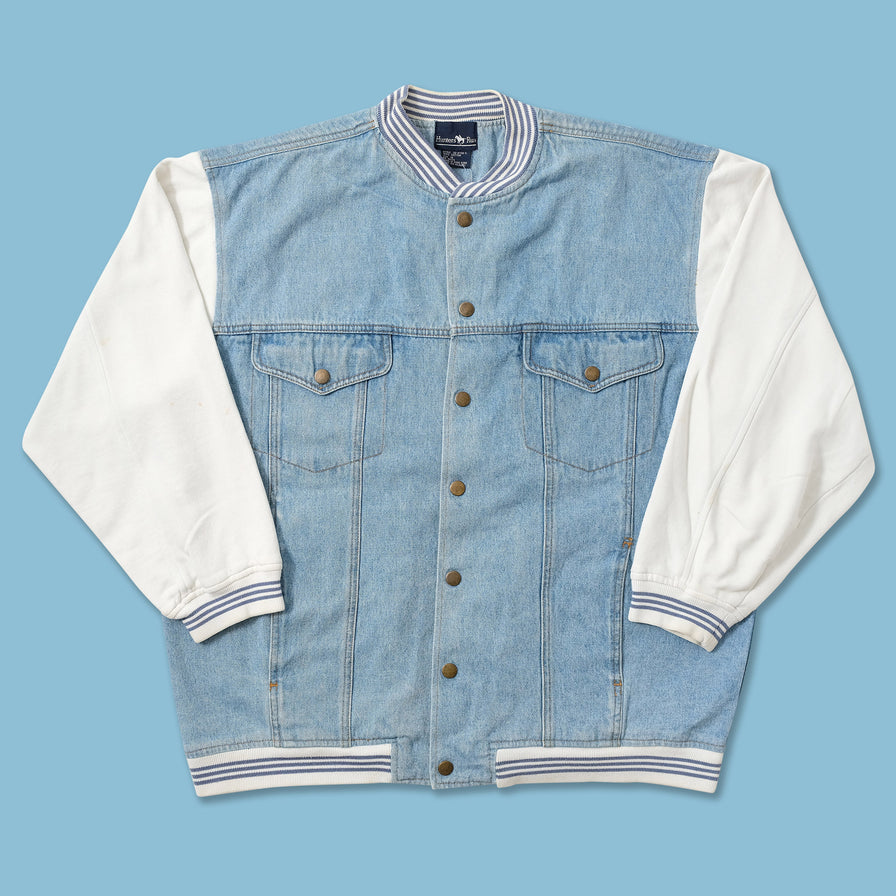 Vintage Denim Varsity Jacket XLarge 