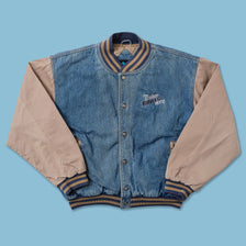 Vintage Women's Padded Denim Varsity Jacket Large 