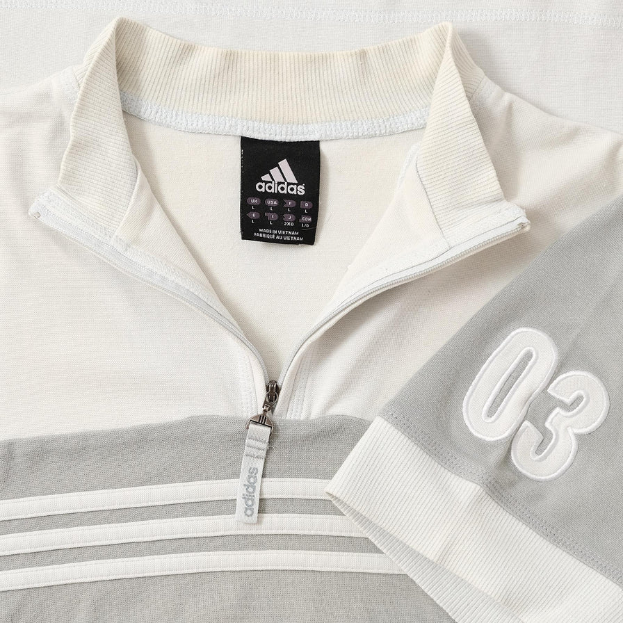 Vintage adidas Q-Zip T-Shirt Medium 