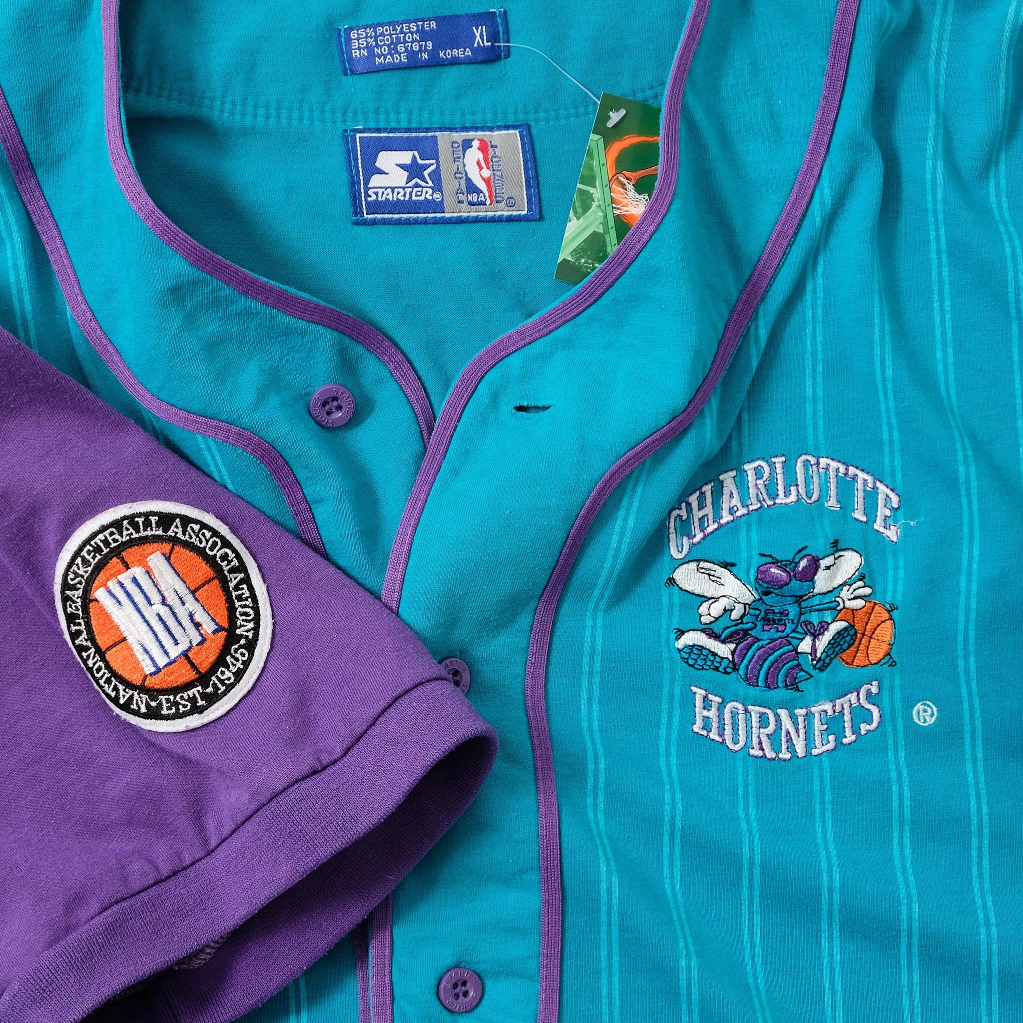 Vintage Starter Charlotte Hornets Shooting Shirt XLarge