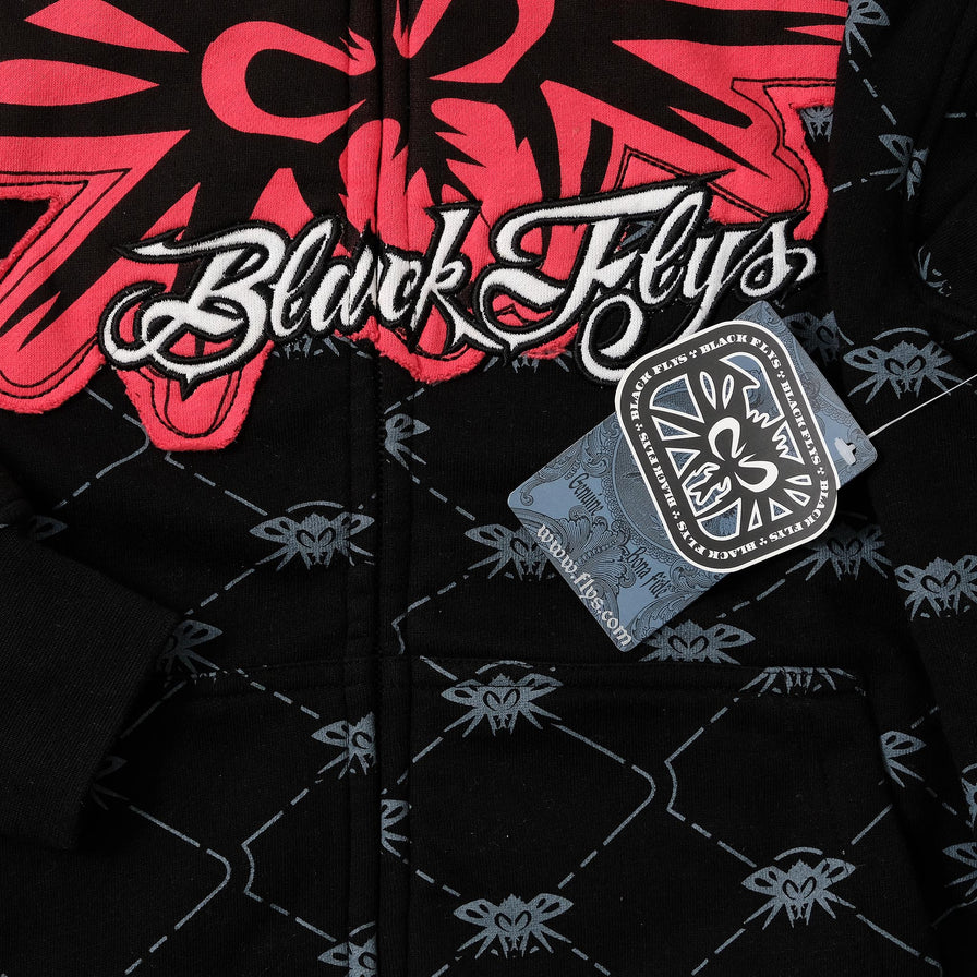 Vintage DS Black Flys Zip Hoody Medium 