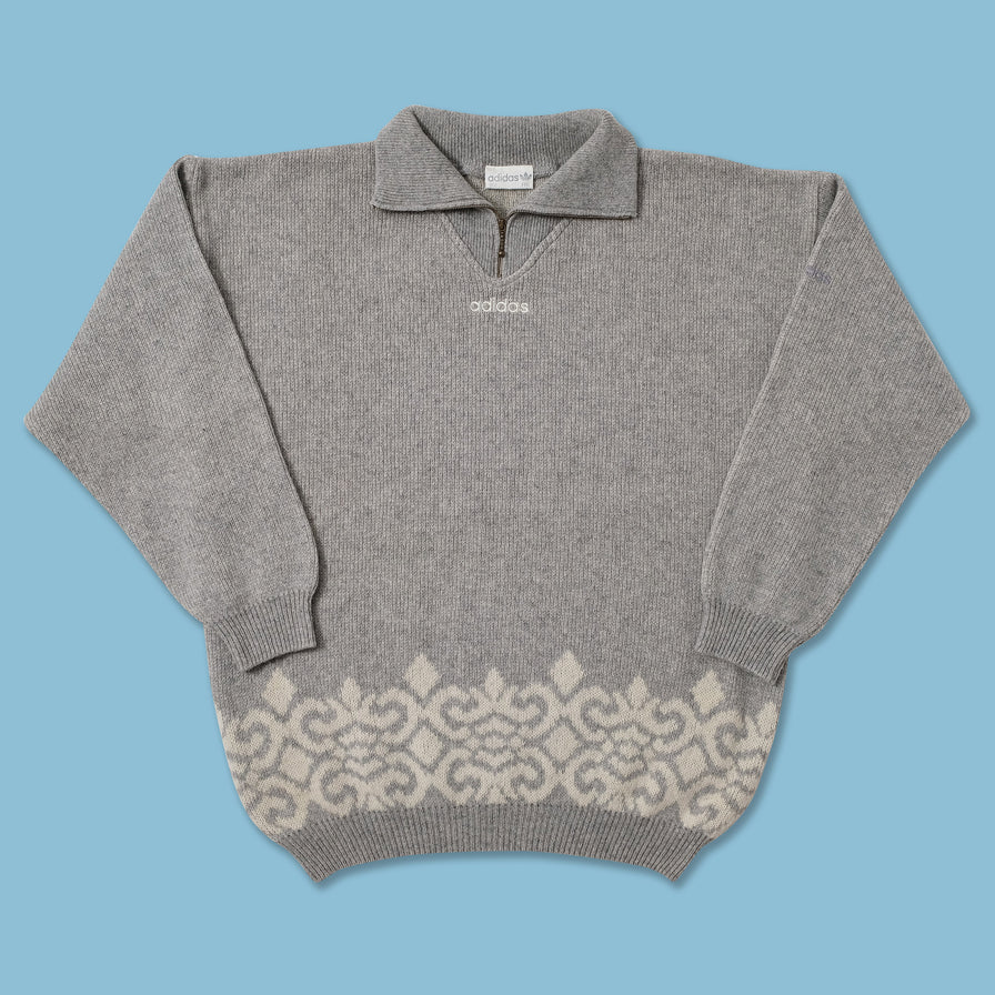 Vintage DS adidas Q-Zip Knit Sweater Large 