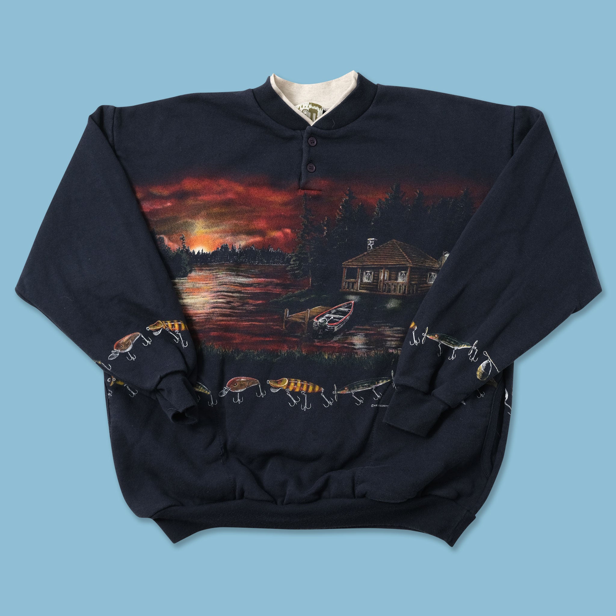 Vintage Fishing Sweater Large