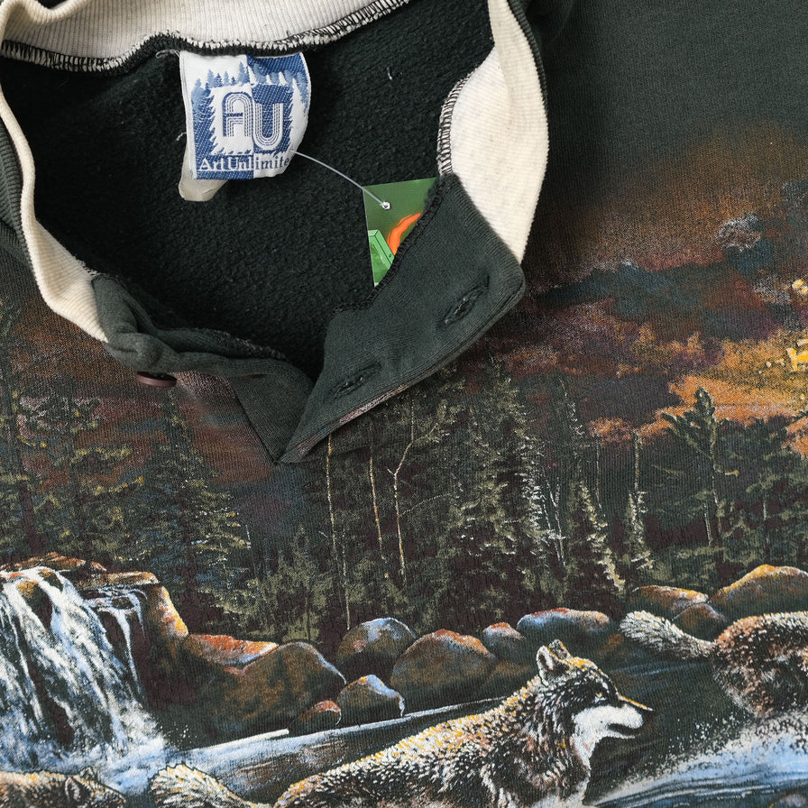 Vintage Wolves Sweater Large 