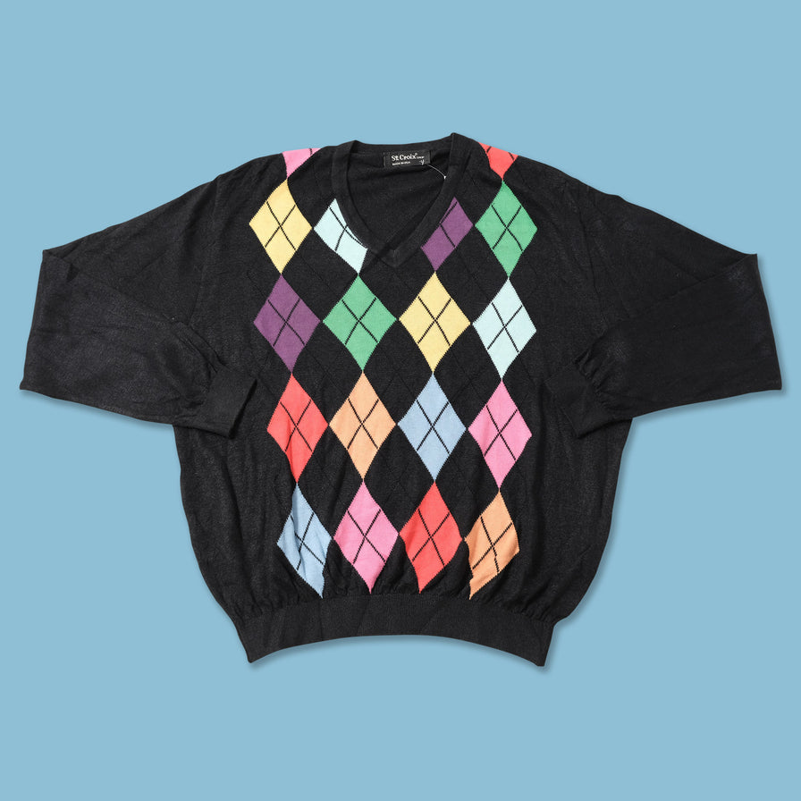 Argyle Knit Sweater Large 