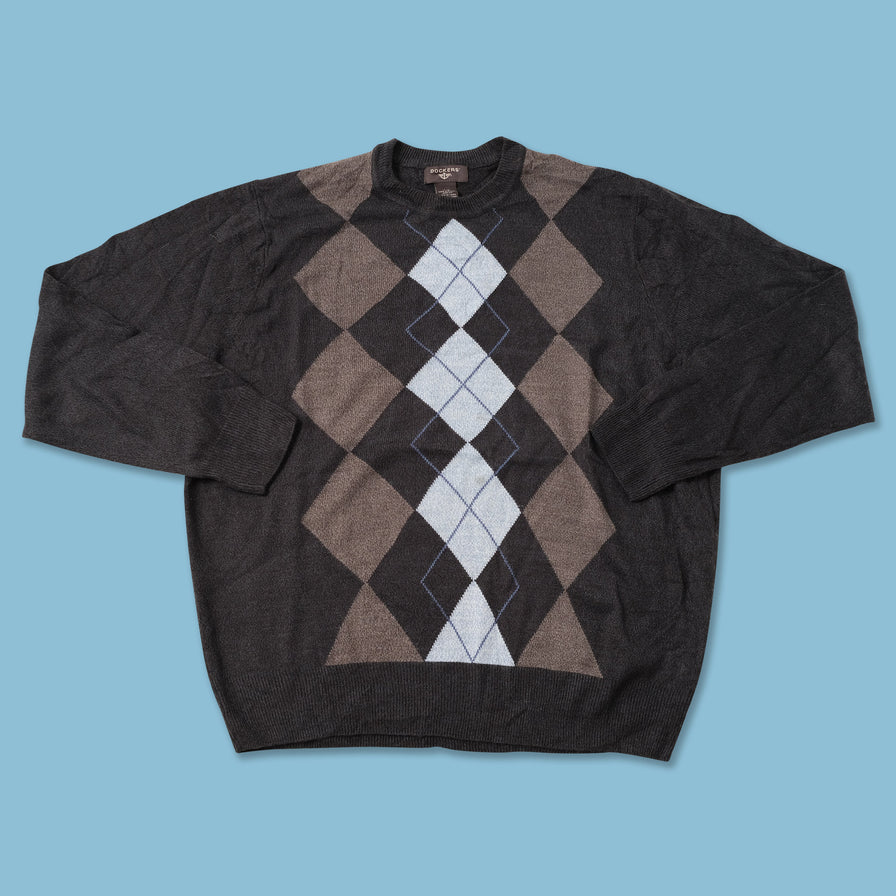 Argyle Knit Sweater Large 