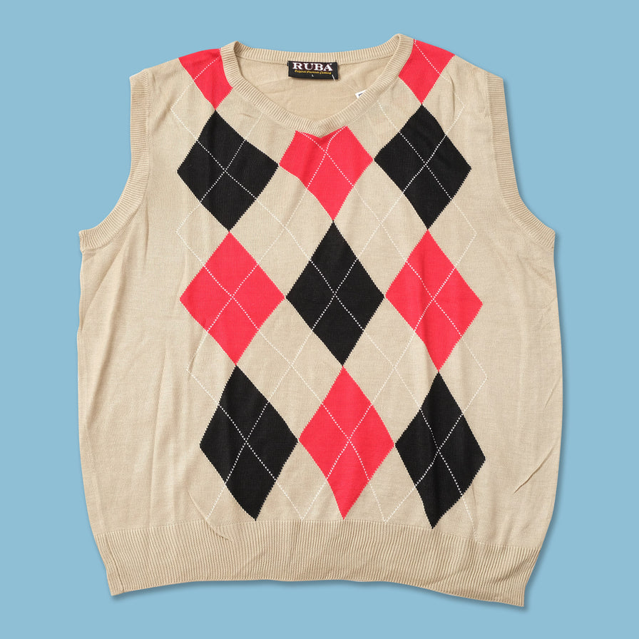 Argyle Knit Vest Large 
