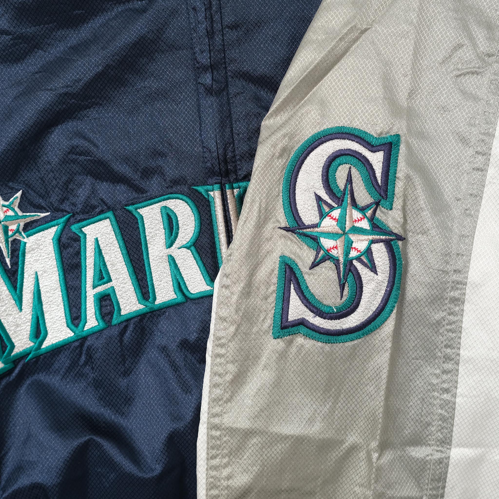 Satin Starter Seattle Mariners Dugout Navy and Teal Jacket