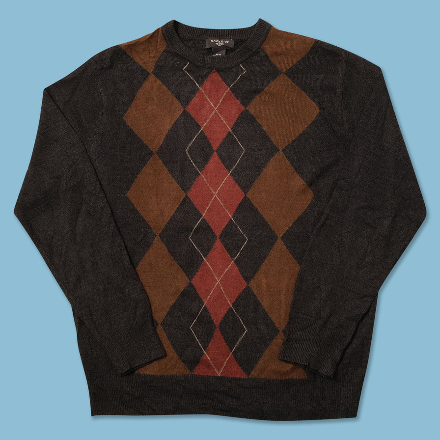 Argyle Knit Sweater Medium 