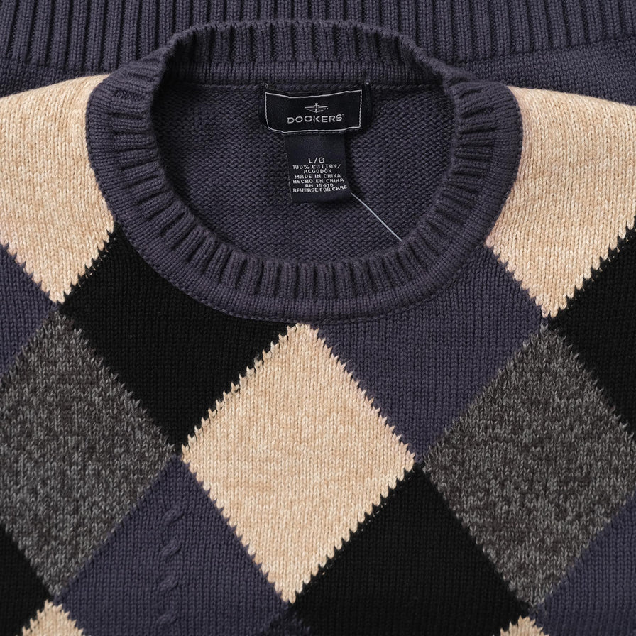 Argyle Knit Sweater Large 