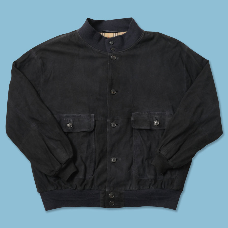 Vintage Burberry Velour Leather Jacket XLarge 