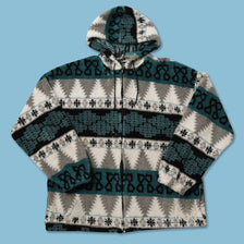 Vintage Hooded Fleece Jacket Large 