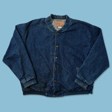 Vintage Denim Varsity Jacket XXL 