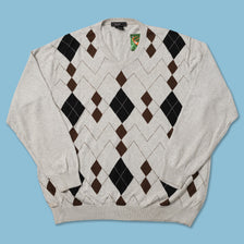 Argyle Lacoste Knit Sweater Large 