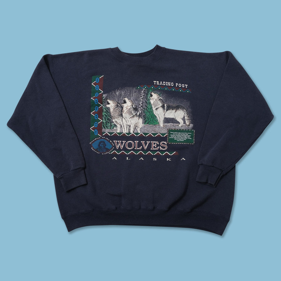 Vintage Alaska Wolves Sweater XLarge 