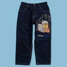 Vintage Raw Blue Baggy Jeans 34x30 