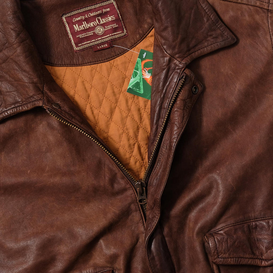 Vintage 90s Marlboro Classics Leather Jacket Medium - Etsy UK