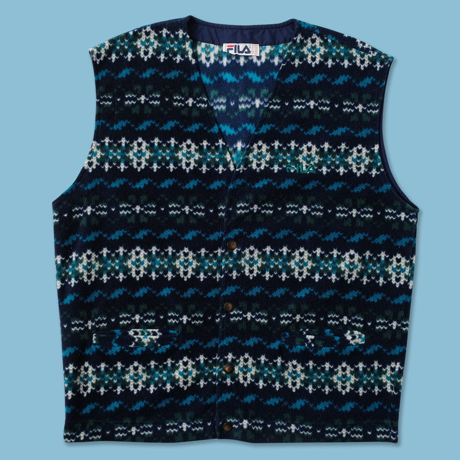 Vintage Fila Fleece Vest Large 