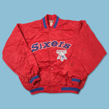 Vintage Philadelphia 76ers Satin Bomber Jacket XLarge 