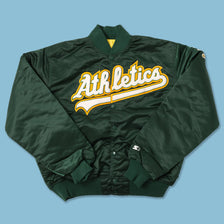 Vintage Starter Oakland Athletics Satin Bomber Jacket Medium 