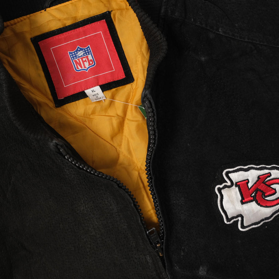 Vintage Kansas City Chiefs Suede Leather Jacket XLarge 