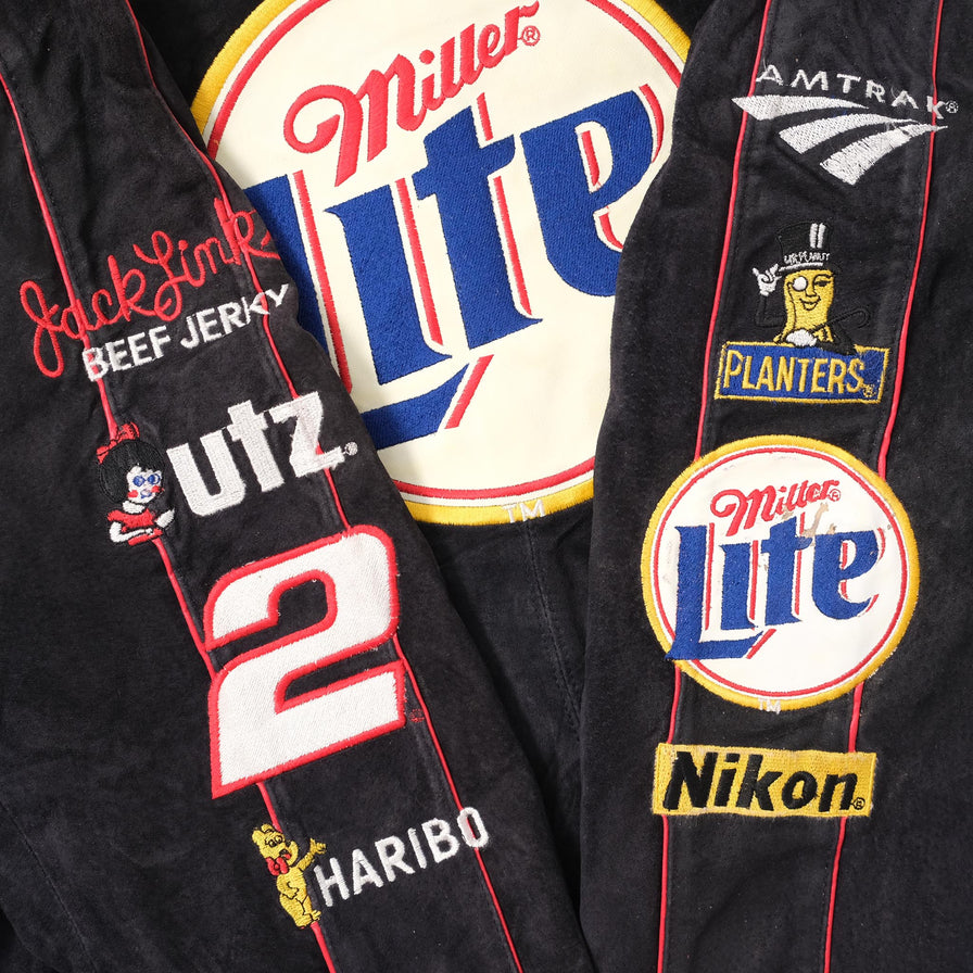 Vintage Women's Miller Lite Racing Leather Jacket Small 