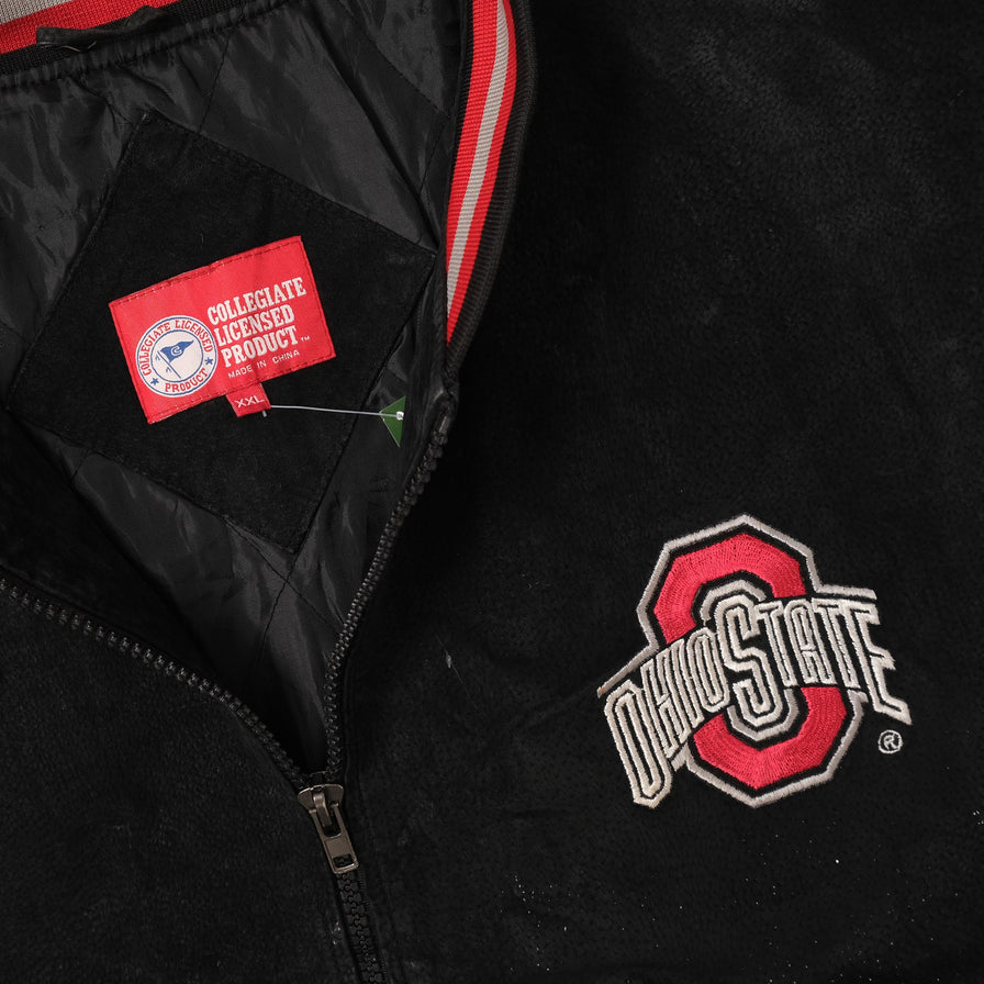 Vintage Ohio State Buckeyes Suede Leather Jacket XXL 