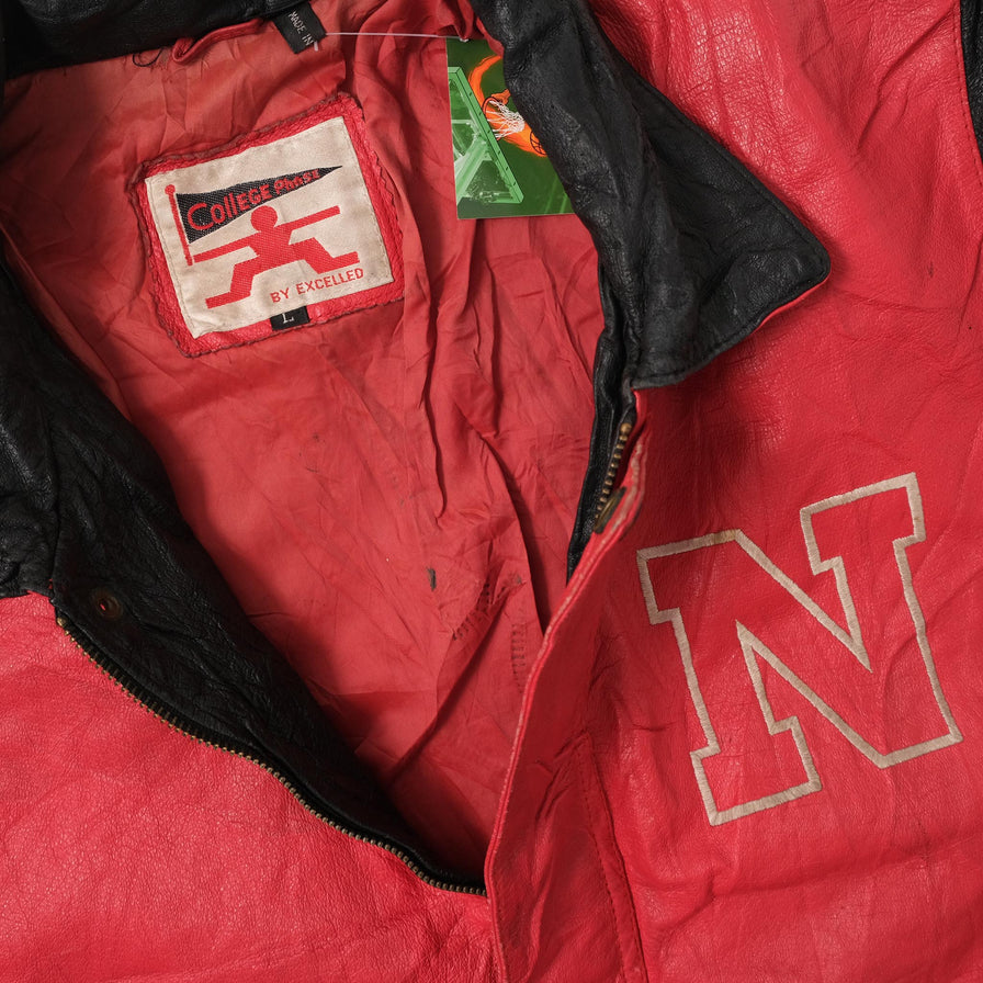Vintage Nebraska Huskers Leather Jacket Large 