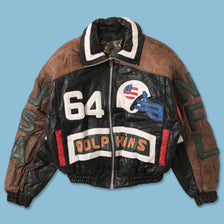 Vintage Miami Dolphins Women's Leather Jacket Small 