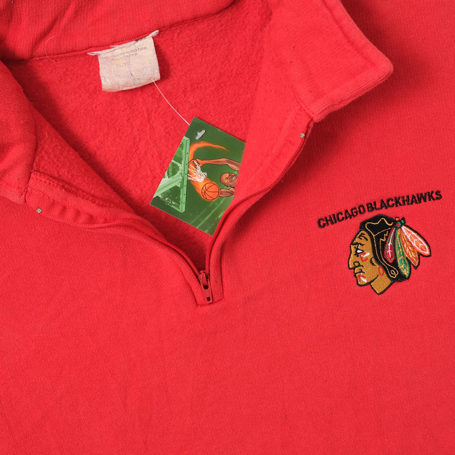 Vintage Chicago Blackhawks Q-Zip Sweater Large 
