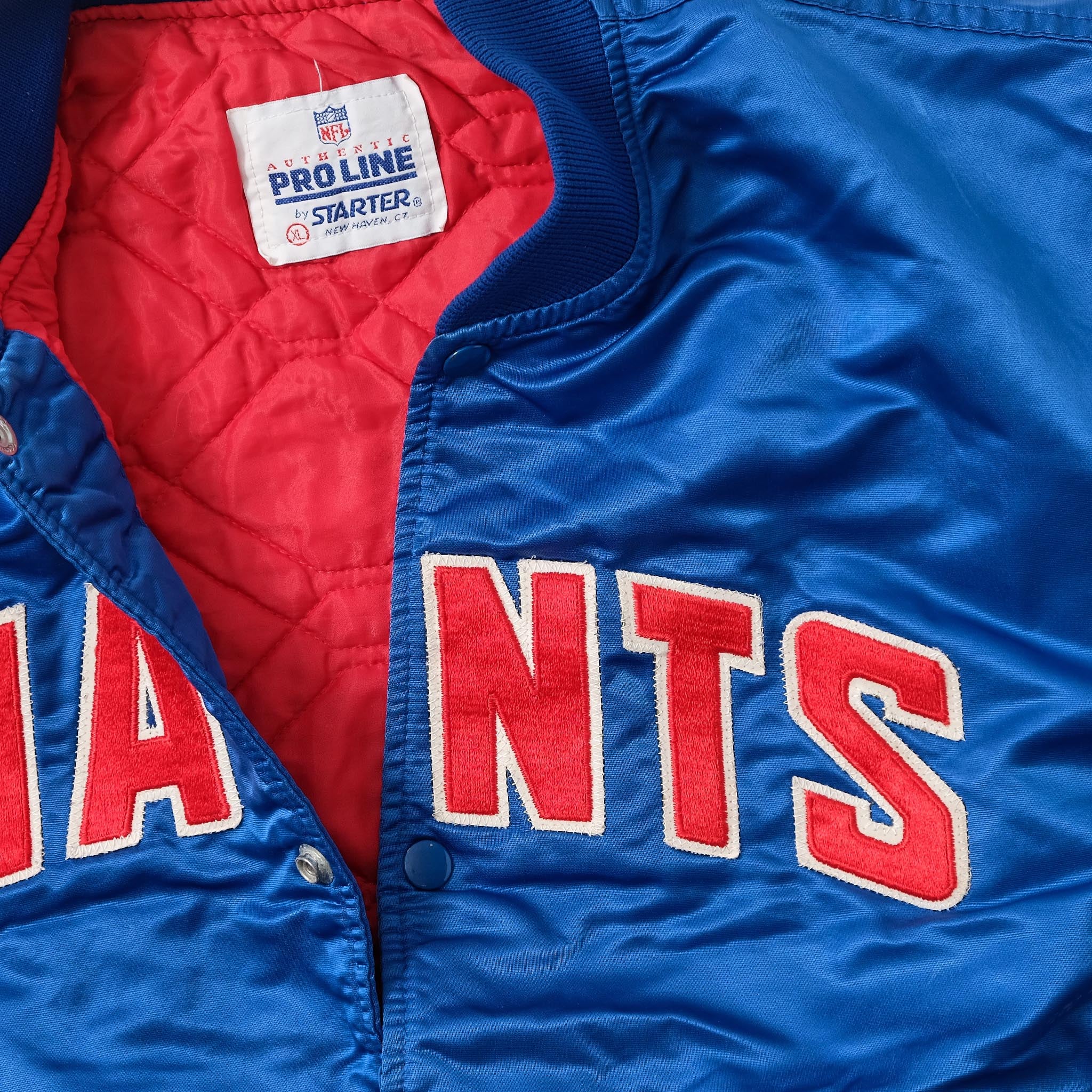 VINTAGE MADE IN USA STARTER PRO LINE AUTHENTIC NY GIANTS SATIN JACKET SIZE  L