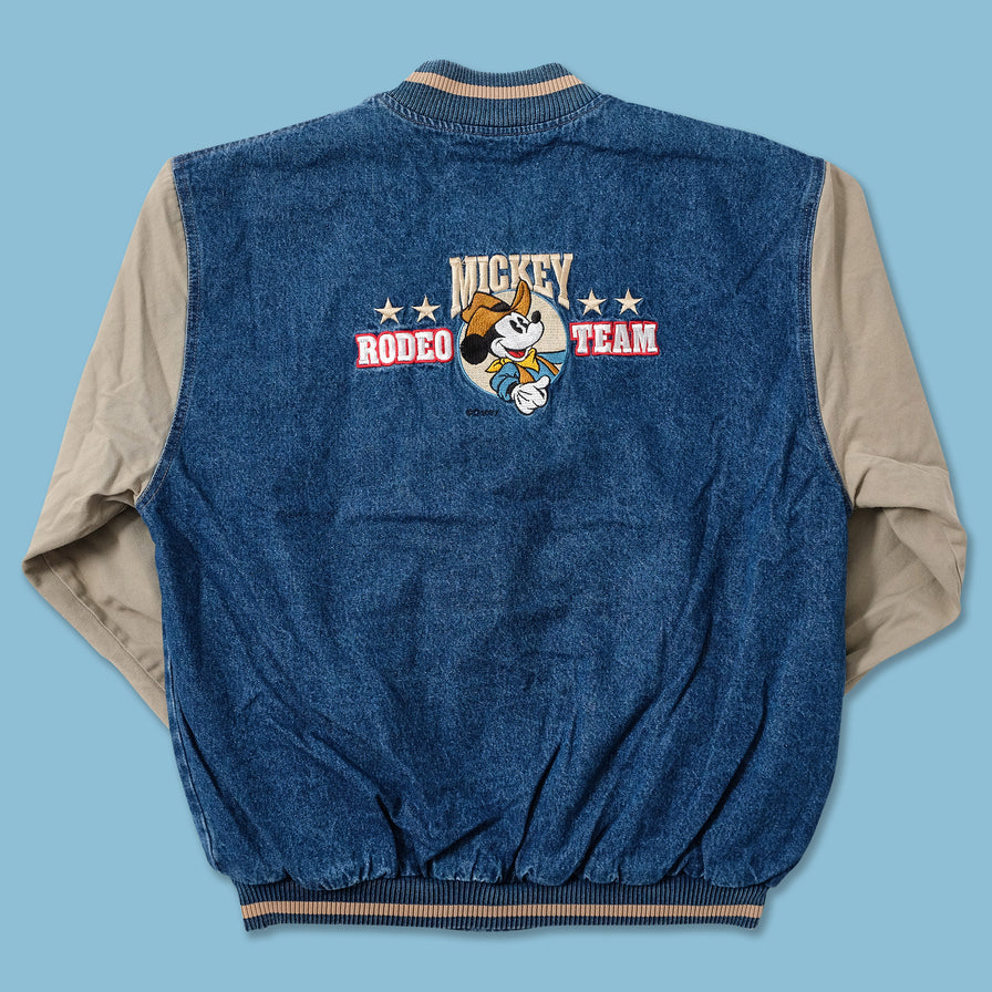 Vintage Mickey Mouse Denim Varsity Jacket Medium 